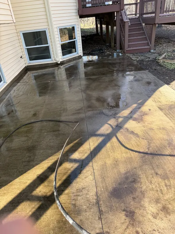 Concrete patio, before cleaning